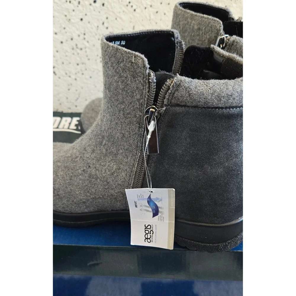 Drew Kool WomensGreySuede Flannel AnkleBootsOrthotic Friendly 19178-43 Size 8.5M